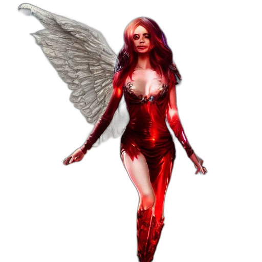 fantasy art, concept art, comic book art, pixel art, red, woman, unicorn, horn transparent PNG cut-out