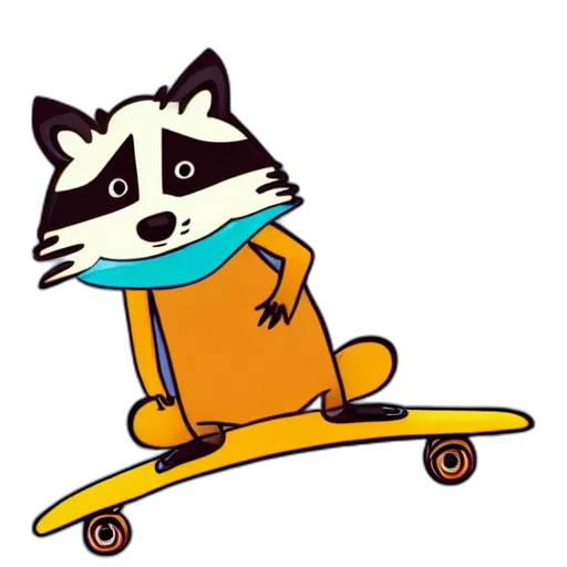 animal, staff, cartoon, concept art, comic book art, illustration, raccoon, riding transparent PNG cut-out