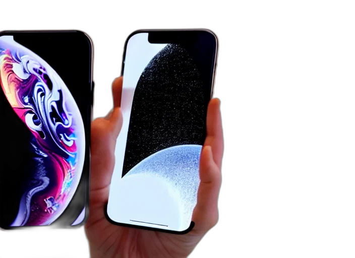 3d render, vaporwave, outer space, product, still, new, iphone, folding transparent PNG cut-out