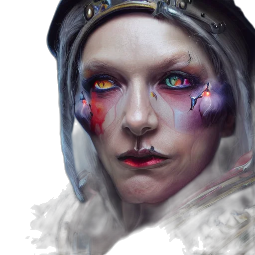 face, fantasy art, concept art, cyberpunk, photorealistic, outer space, portrait, warhammer transparent PNG cut-out