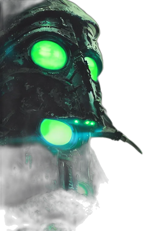 robot, mask, face, creature, concept art, cyberpunk, 3d render, comic book art transparent PNG cut-out