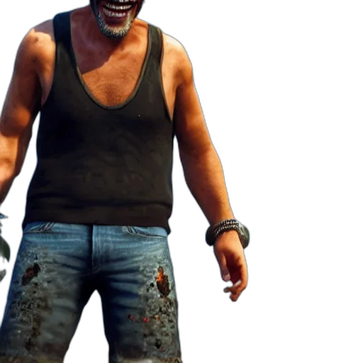 weapon, jacket, concept art, 3d render, trevor, philips, wearing, tank transparent PNG cut-out