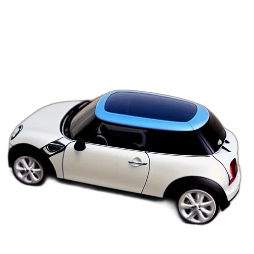 car, 3d render, photorealistic, photo, miniature, mini, cooper, beach transparent PNG cut-out