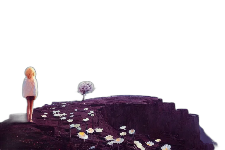 flower, crown, tree, umbrella, concept art, 3d render, fantasy art, pixel art transparent PNG cut-out
