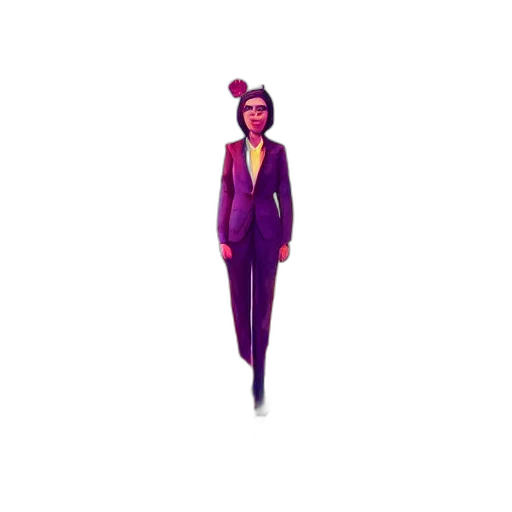 jacket, staff, robot, dress, pixel art, concept art, 3d render, cartoon transparent PNG cut-out