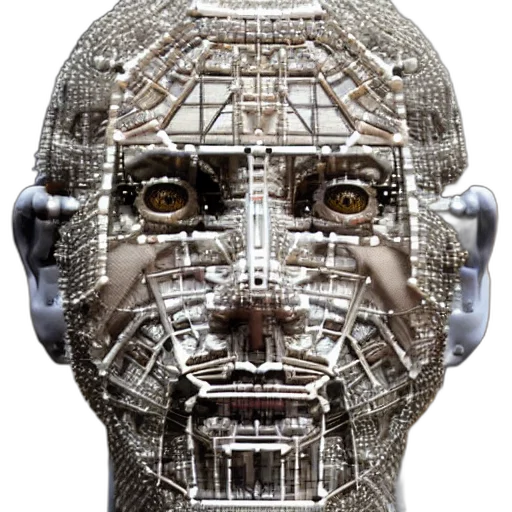 robot, mask, face, crown, cyberpunk, 3d render, concept art, photorealistic transparent PNG cut-out