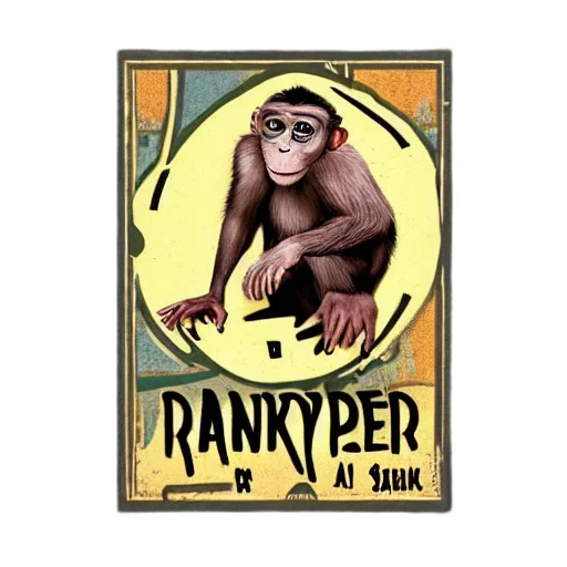 animal, concept art, comic book art, 3d render, cartoon, rapper, monkey transparent PNG cut-out