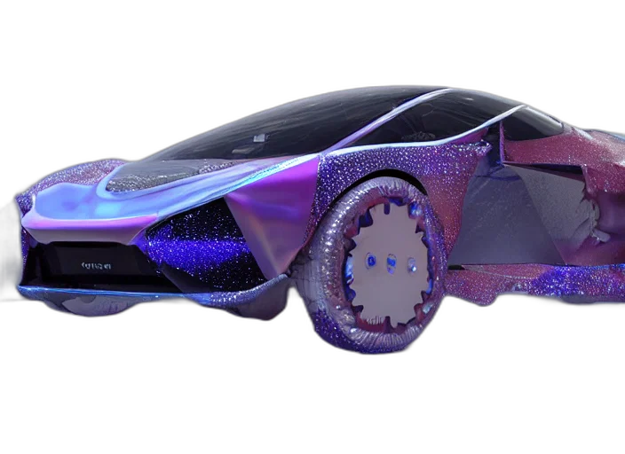 car, robot, 3d render, cyberpunk transparent PNG cut-out
