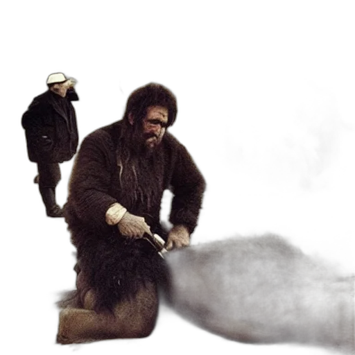 animal, creature, staff, concept art, photorealistic, snow, fire, fog transparent PNG cut-out