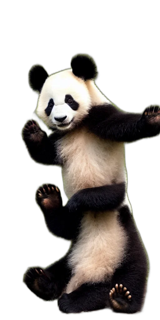 animal, creature, photorealistic, 3d render, adorable, panda, cub, practicing transparent PNG cut-out