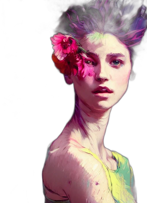 face, flower, dress, creature transparent PNG cut-out