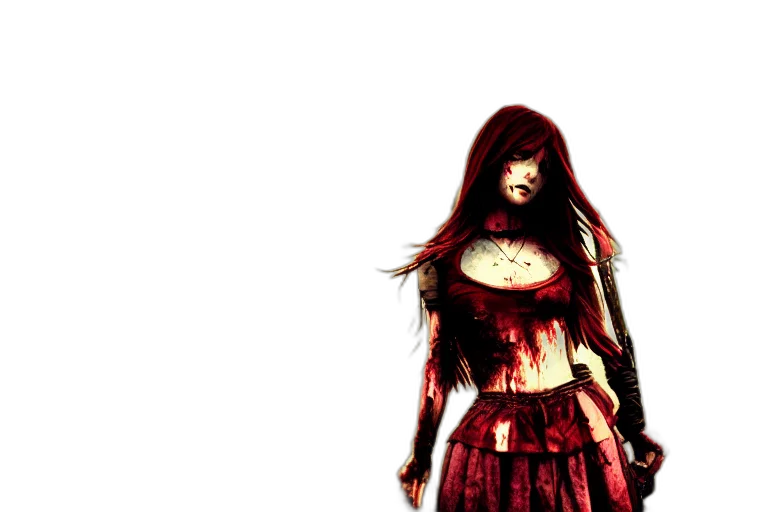 dress, concept art, comic book art, fantasy art, 3d render, red, girl, blood transparent PNG cut-out