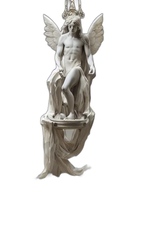 photorealistic, 3d render, concept art, fantasy art, beautiful, white, angel, dark transparent PNG cut-out