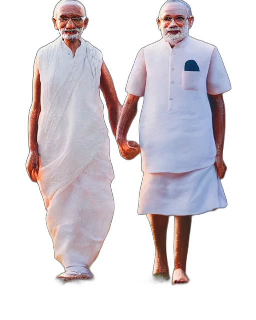 portrait, gandhi, modi, walking transparent PNG cut-out