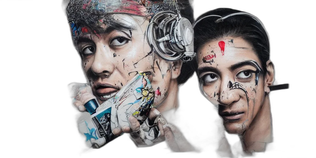 face, mask, cyberpunk, photorealistic, concept art, comic book art, husr, pac transparent PNG cut-out