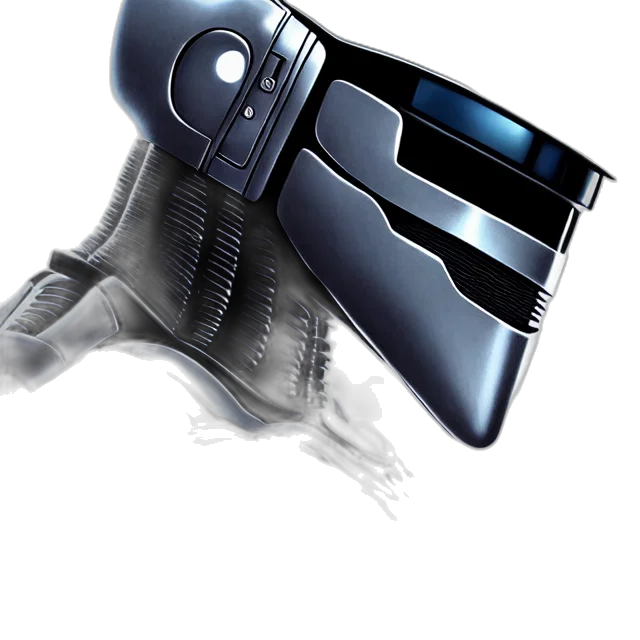 robot, mask, weapon, sword, concept art, 3d render, cyberpunk, photorealistic transparent PNG cut-out
