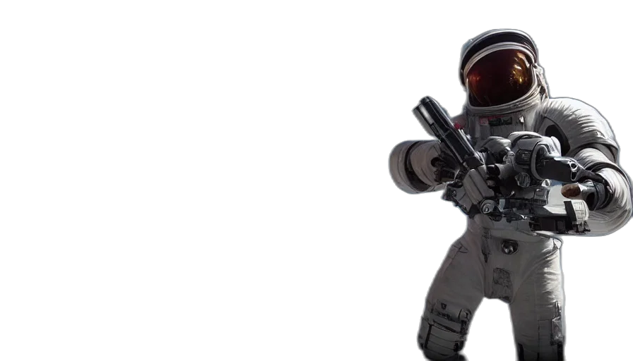 robot, weapon, 3d render, concept art, cyberpunk, outer space, highly, detailed transparent PNG cut-out