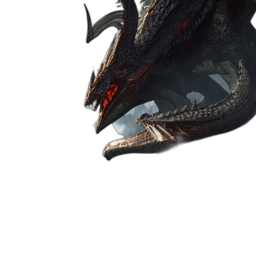 dragon, creature, animal, weapon, concept art, 3d render, fantasy art, photorealistic transparent PNG cut-out