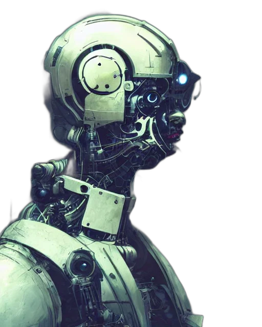 robot, face, mask, cyberpunk, concept art, 3d render, photorealistic, green transparent PNG cut-out
