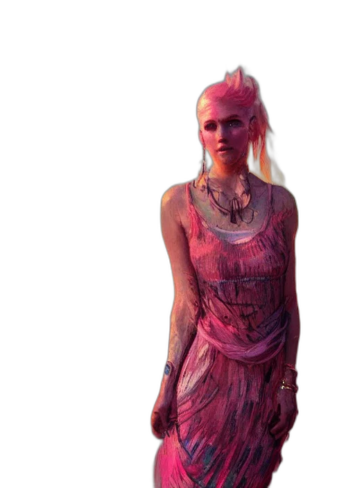 dress, concept art, cyberpunk, fantasy art, photorealistic, neon, pastel, portrait transparent PNG cut-out