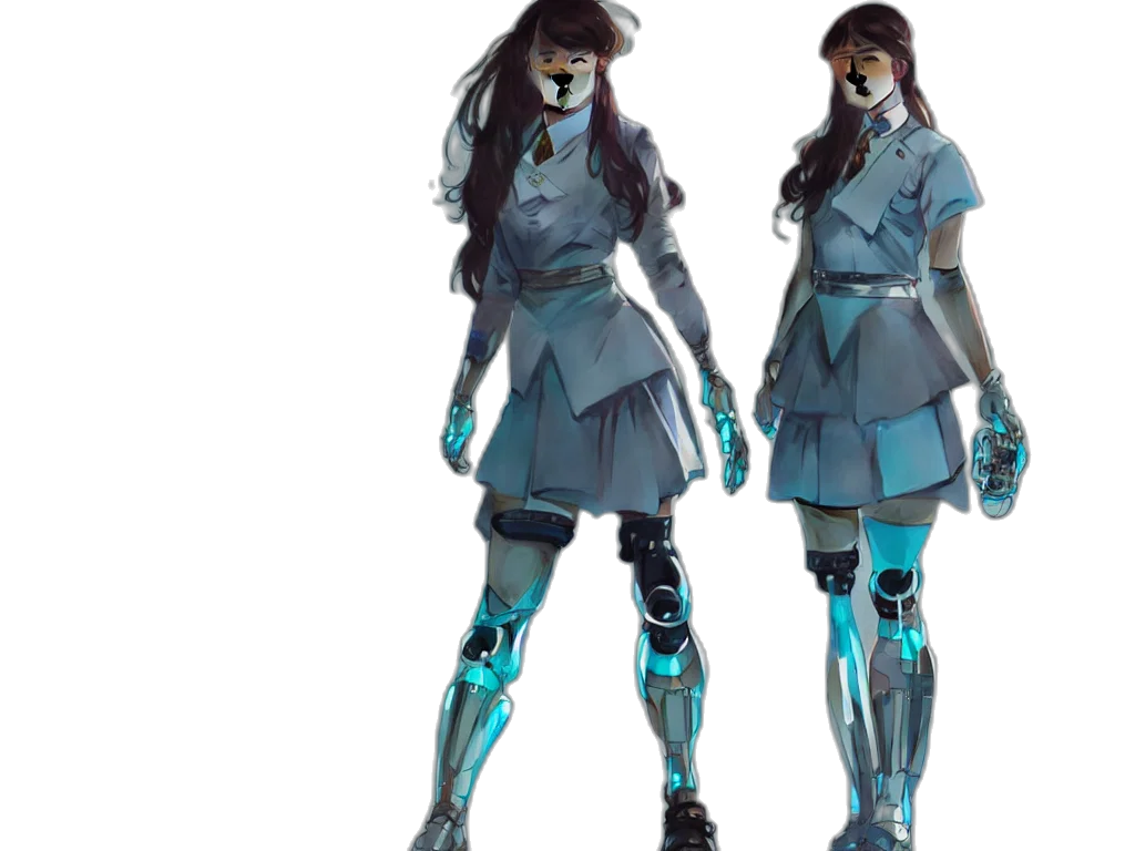 robot, concept art, cyberpunk, 3d render transparent PNG cut-out
