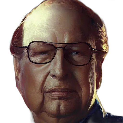face, staff, photorealistic, oil painting, concept art, cartoon, ron, hubbard transparent PNG cut-out