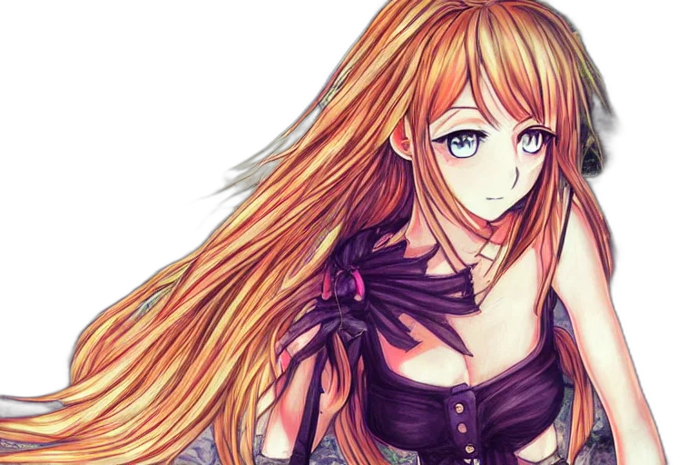 dress, anime, fantasy art, pixel art, cartoon, monochrome, dark, colorful transparent PNG cut-out