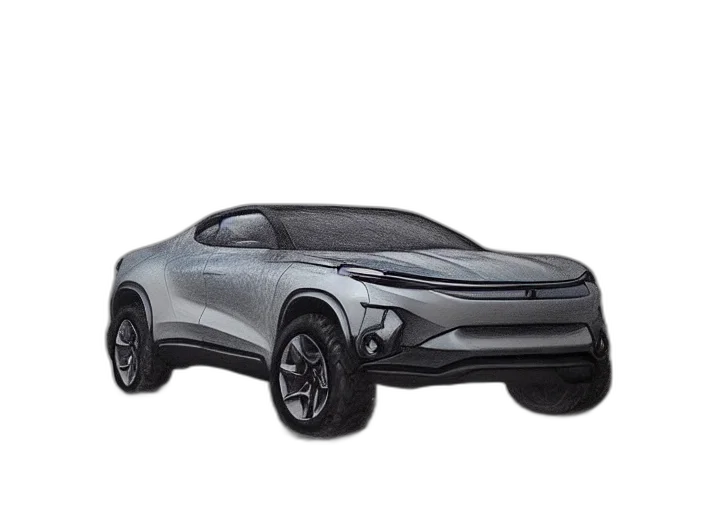 car, robot, concept art, 3d render, photorealistic, pencil sketch, concept, non transparent PNG cut-out