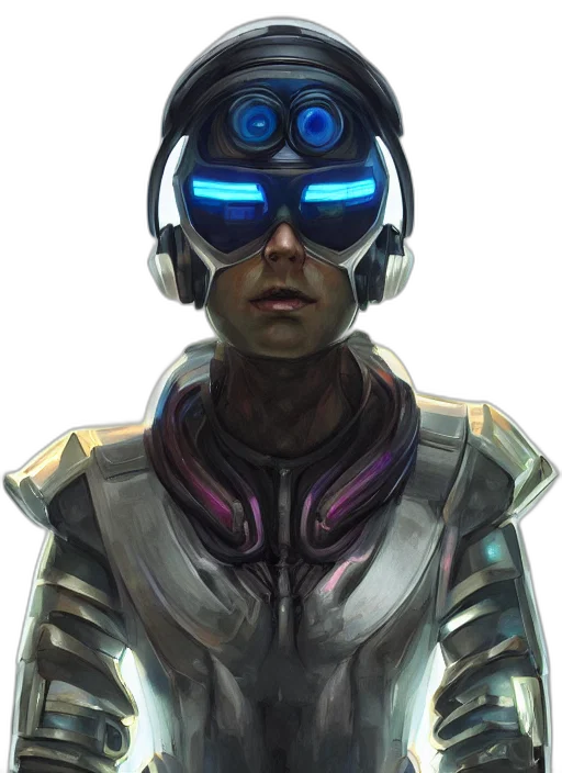 robot, face, mask, staff, cyberpunk, concept art, comic book art, fantasy art transparent PNG cut-out
