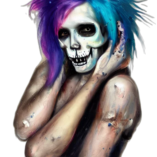 watercolor, fantasy art, concept art, cyberpunk, dark, colorful, blue, mixed transparent PNG cut-out