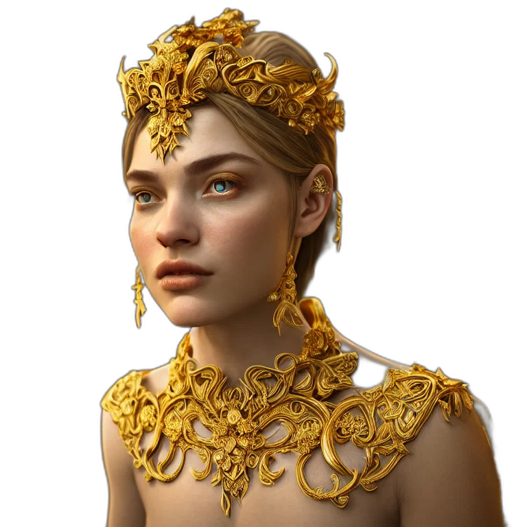 crown, jewelry, face, staff, fantasy art, 3d render, concept art, photorealistic transparent PNG cut-out