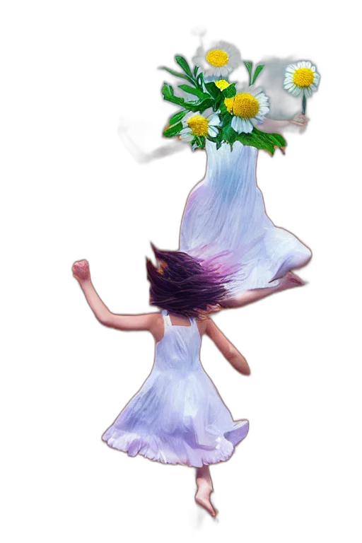 dress, flower, 3d render, concept art, fantasy art, pixel art, underwater, fog transparent PNG cut-out