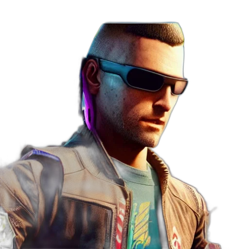 jacket, face, staff, weapon transparent PNG cut-out