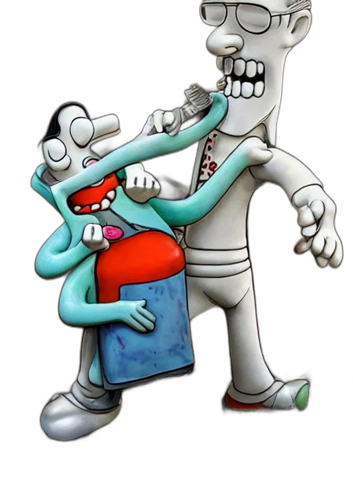 robot, staff, mask, concept art, cartoon, 3d render, comic book art, underwater transparent PNG cut-out