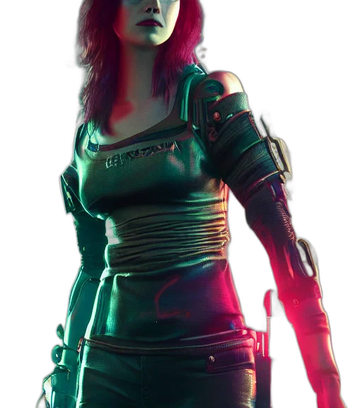 robot, dress, weapon, staff, cyberpunk, concept art, 3d render, comic book art transparent PNG cut-out