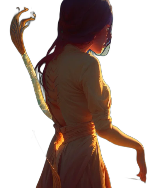 staff, dress, mask, weapon, concept art, fantasy art, comic book art, cyberpunk transparent PNG cut-out