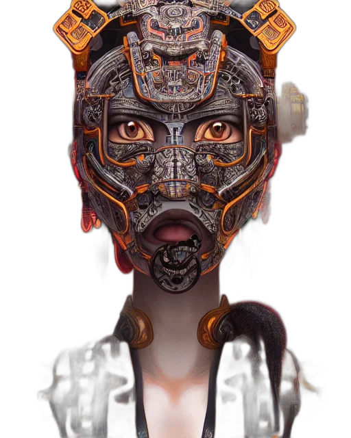 mask, robot, face, creature, cyberpunk, concept art, fantasy art, 3d render transparent PNG cut-out