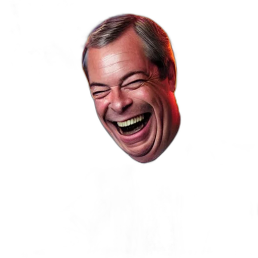 face, mask, creature, robot, nigel, farage, laughing, holding transparent PNG cut-out