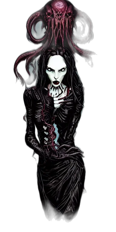 comic book art, concept art, fantasy art, cartoon, dark, gothic, vampire, cthulhu transparent PNG cut-out