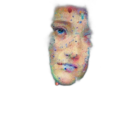 face, mask, robot, creature, photorealistic, 3d render, vaporwave, pixel art transparent PNG cut-out