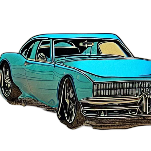 car, photorealistic, cartoon, watercolor transparent PNG cut-out
