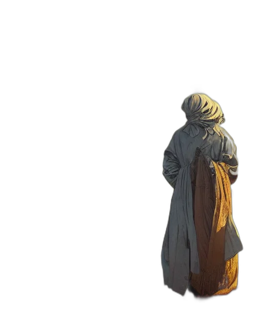 jacket, dress, staff, umbrella transparent PNG cut-out