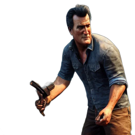 weapon, staff, face, concept art, 3d render, screenshot, bruce, campbell transparent PNG cut-out