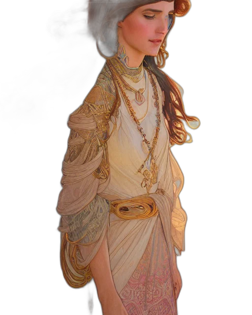 staff, jacket, dress, jewelry, concept art, fantasy art, 3d render, photorealistic transparent PNG cut-out