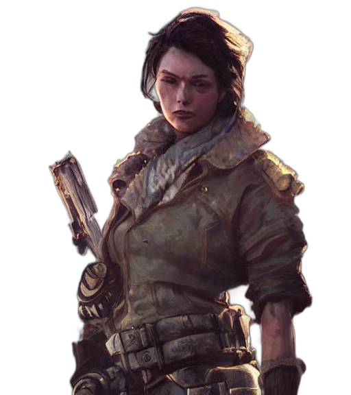 jacket, weapon, staff, face transparent PNG cut-out