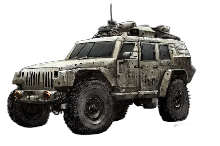 weapon, car, concept art, 3d render transparent PNG cut-out