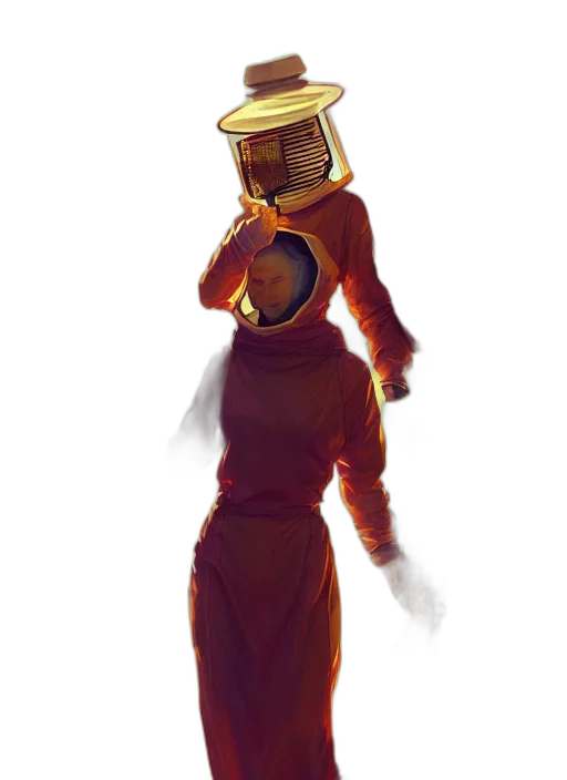 robot, mask, hat, staff transparent PNG cut-out