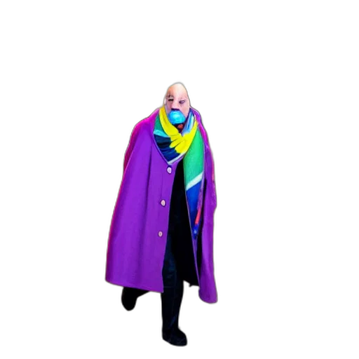jacket, staff, umbrella, creature, 3d render, concept art, cyberpunk, vaporwave transparent PNG cut-out