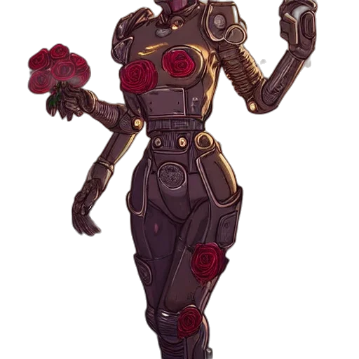 robot, weapon, concept art, cyberpunk, pixel art, comic book art, red, dark transparent PNG cut-out