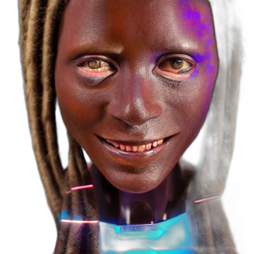 robot, face, mask, jewelry, 3d render, photorealistic, concept art, cyberpunk transparent PNG cut-out